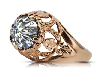 Оригинално ретро 14k розово злато Циркон Пръстен Винтидж крафт vrc080r